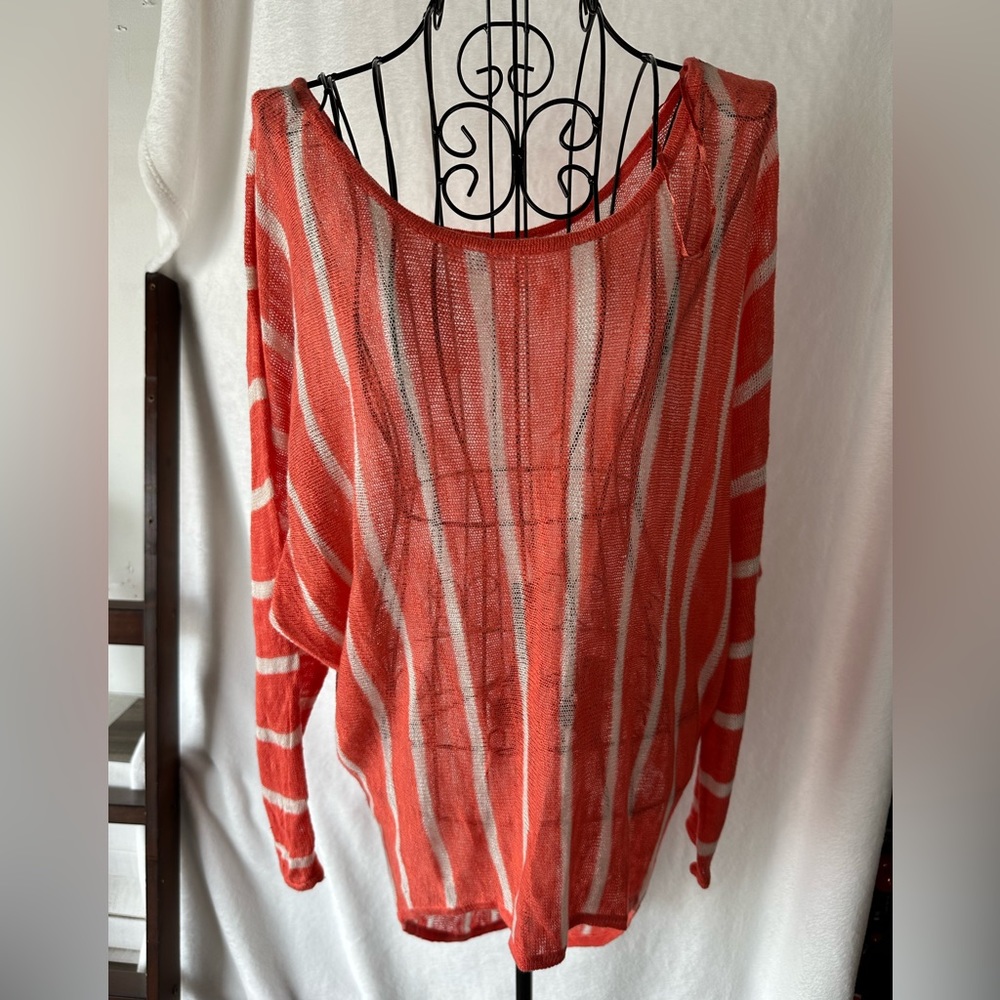 Betsey Johnson Top, size XS, Orange Stripes